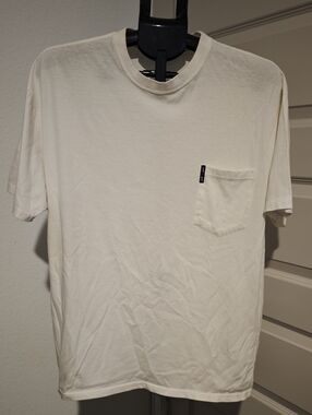 Armani Exchange Men's Crew Neck Short Sleeve Pocket T-Shirt Cream Color Size M